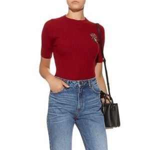 Sandro Rose Ribbed Sweater - Size M